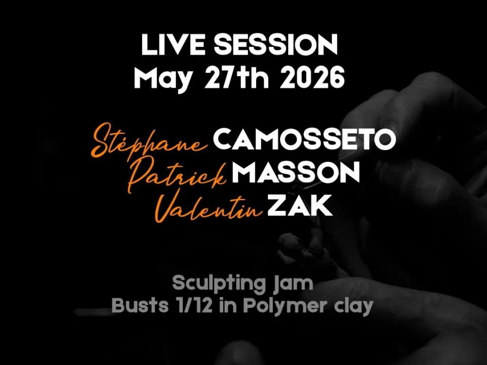 Poster for live sculpting session featuring bold text 'LIVE SESSION May 27th 2026' and a pair of hands